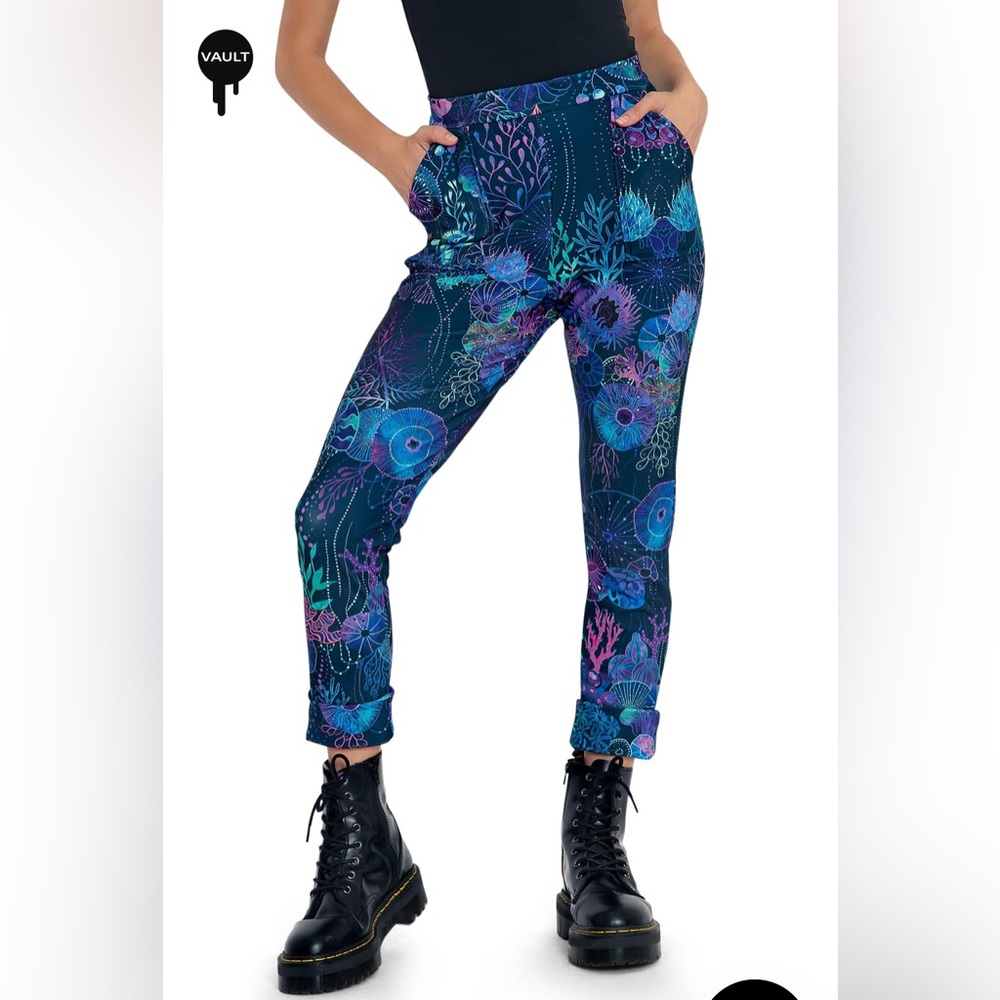 Blackmilk Floral Coral Cuffed Pants